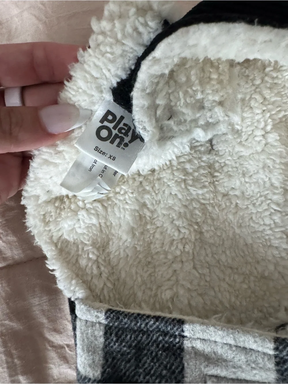 Play On Sherpa-Lined Black & White Plaid Pet Jacket